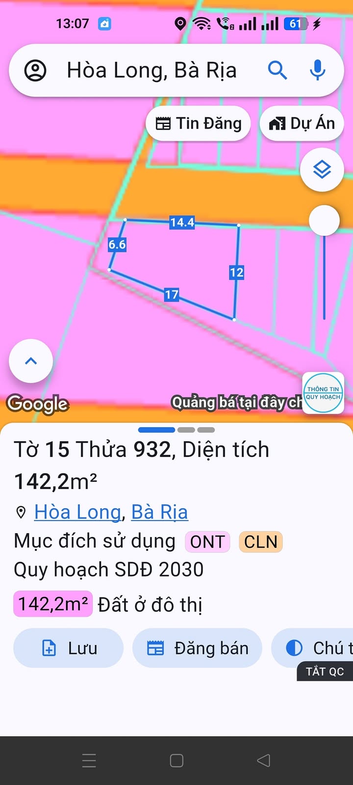 Đất thổ cư Bà Rịa 142.2m² giá 2.4 tỷ - Tiềm năng phát triển mạnh mẽ!