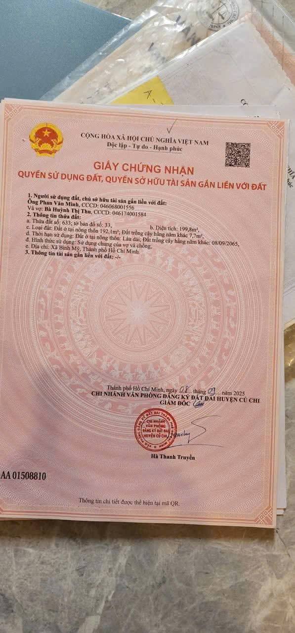 Đất nền Hòa Phú Củ Chi 198m² giá 2.1 tỷ - Đầu tư sinh lời ngay!