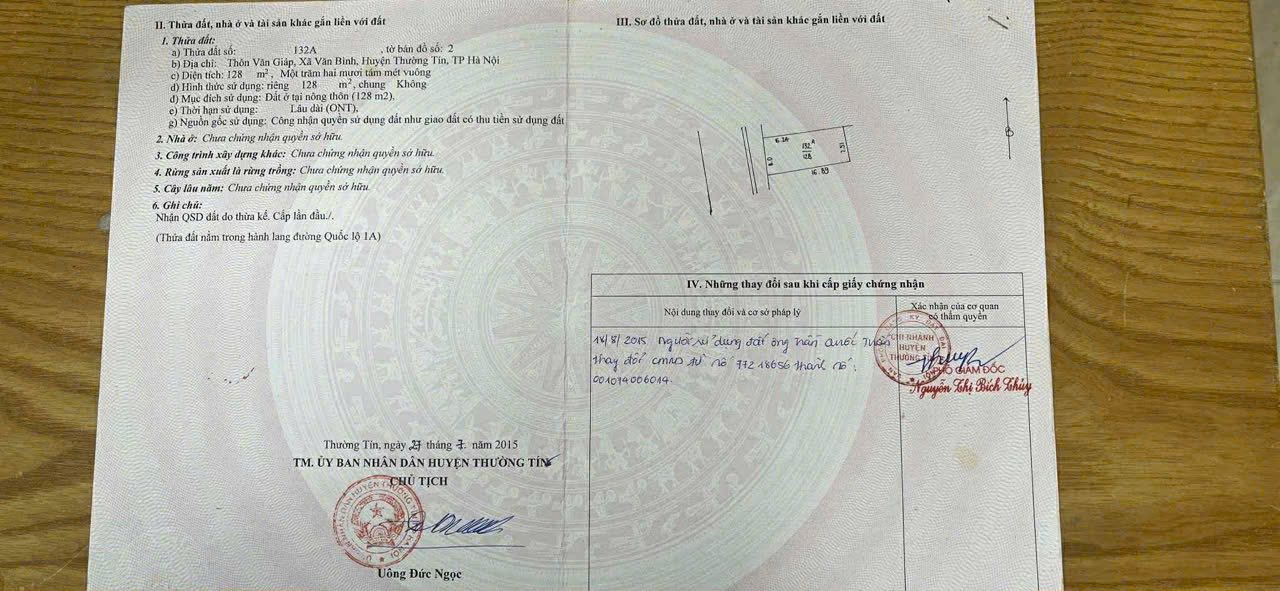 Bán nhà mặt tiền QL1A, Văn Giáp, Thường Tín 128m² giá 15 tỷ - Cơ hội đầu tư tuyệt vời!