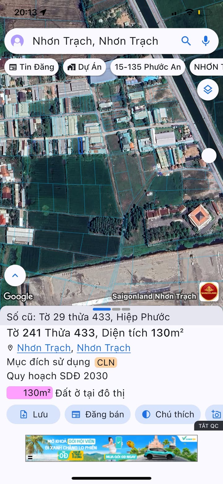 Đất Hiệp Phước Nhơn Trạch 130m² giá thỏa thuận - Gần dự án Damura đang xây dựng!