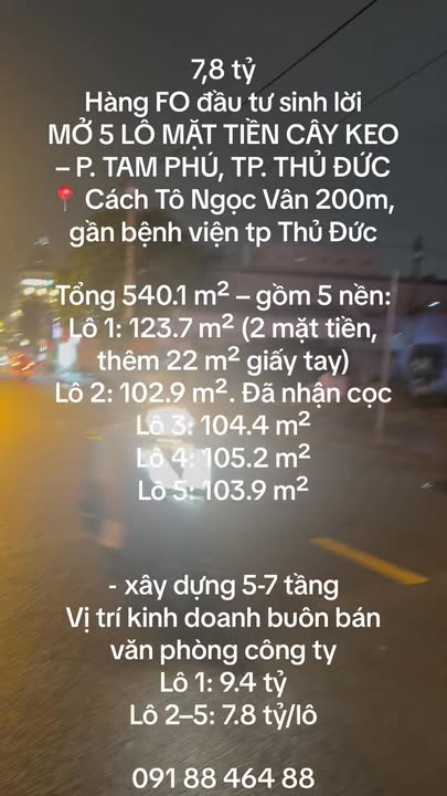 Đất nền mặt tiền Cây Keo, Thủ Đức, 102m² giá 7.8 tỷ - Đầu tư sinh lời ngay!