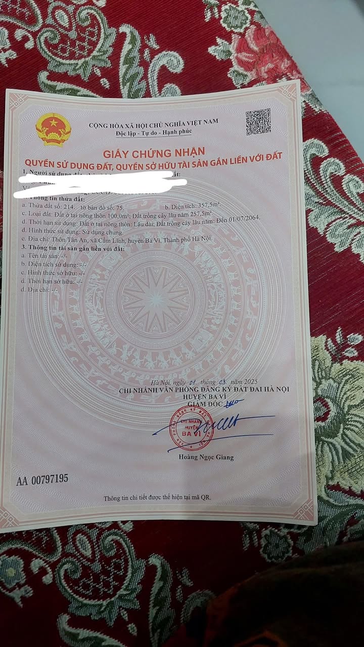 Đất thổ cư Cẩm Lĩnh Ba Vì 350m² - Đầu tư sinh lời tiềm năng!