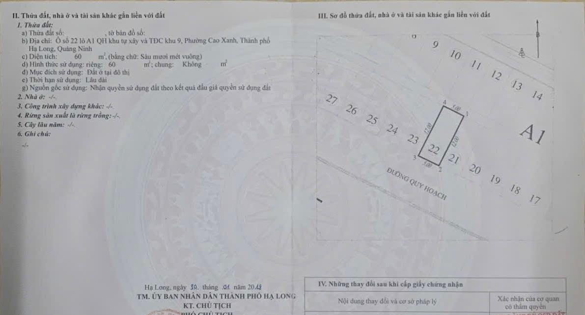 Đất thổ cư Cao Xanh 60m² giá 3 tỷ - Vị trí đắc địa cho mọi nhu cầu