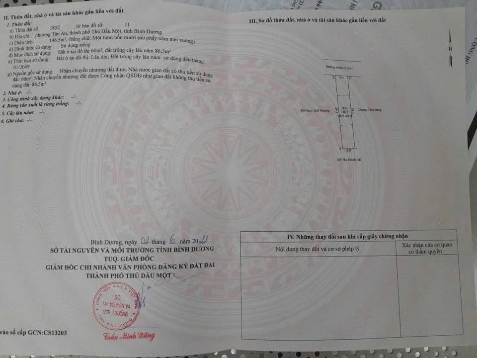 Đất nền Tân An, Thủ Dầu Một 147m² giá chỉ 1.2 tỷ - Cơ hội đầu tư không thể bỏ lỡ!