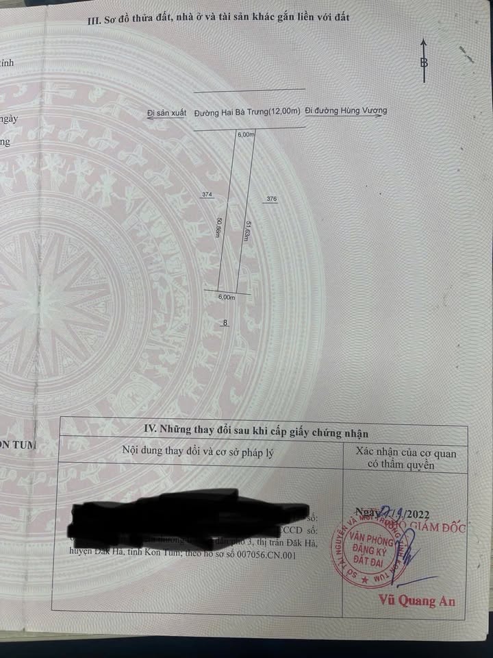 Lô đất mặt đường Hai Bà Trưng Đắk Hà 300m² giá 1.5 tỷ - Cơ hội vàng đầu tư!