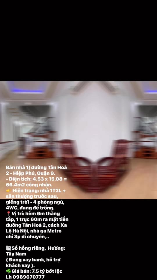 Nhà 3 tầng Hiệp Phú, Quận 9 - Diện tích 66m² - Giá 7.5 tỷ, chính chủ bán gấp!