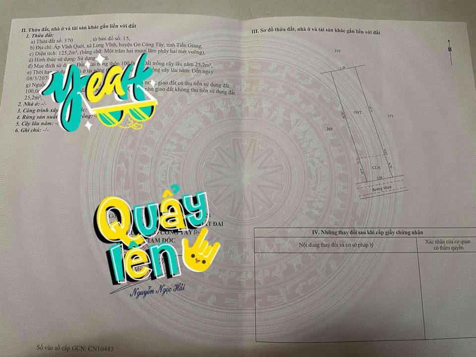 Đất nền chính chủ tại xã Long Vĩnh, Gò Công Tây, 125m² chỉ 350 triệu - Cơ hội đầu tư tuyệt vời!