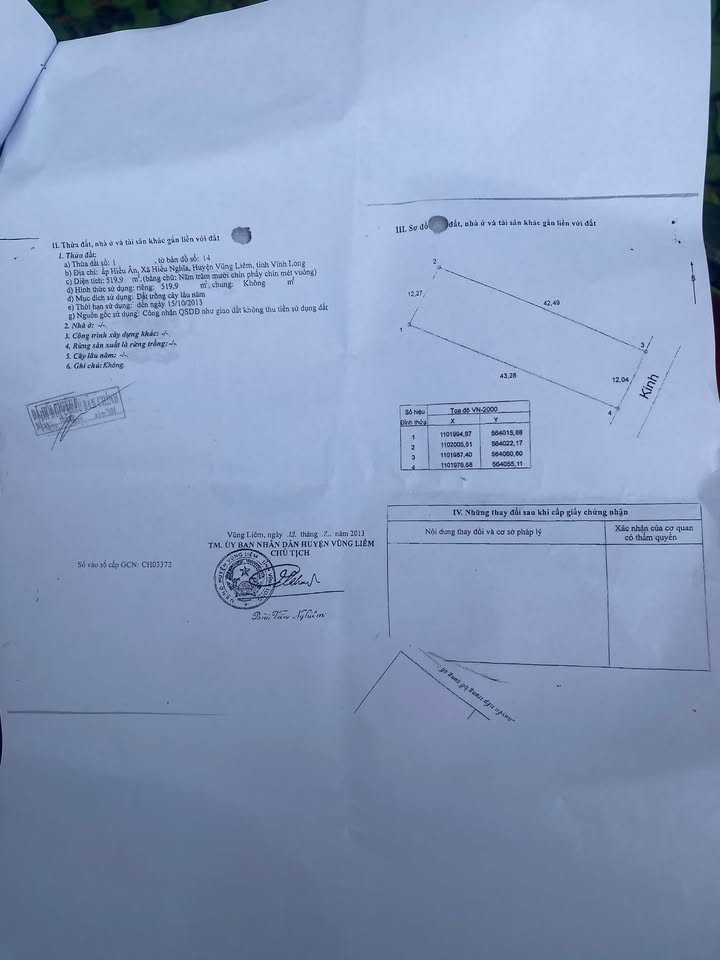 Đất mặt tiền 513m² tại Hiếu Thành, Vĩnh Long - Giá chỉ 900 triệu