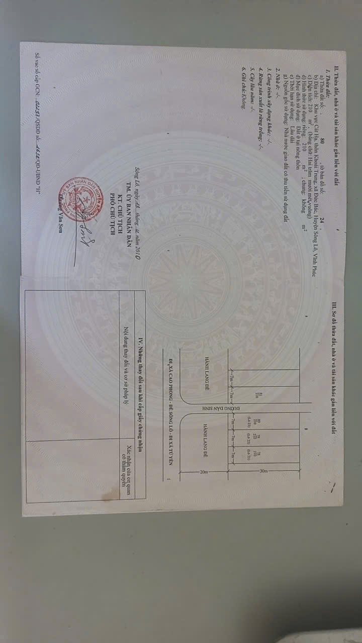 Đất nền đẹp 210m² xã Đức Bác, Sông Lô, Vĩnh Phúc giá 2.73 tỷ - Đầu tư sinh lời ngay!