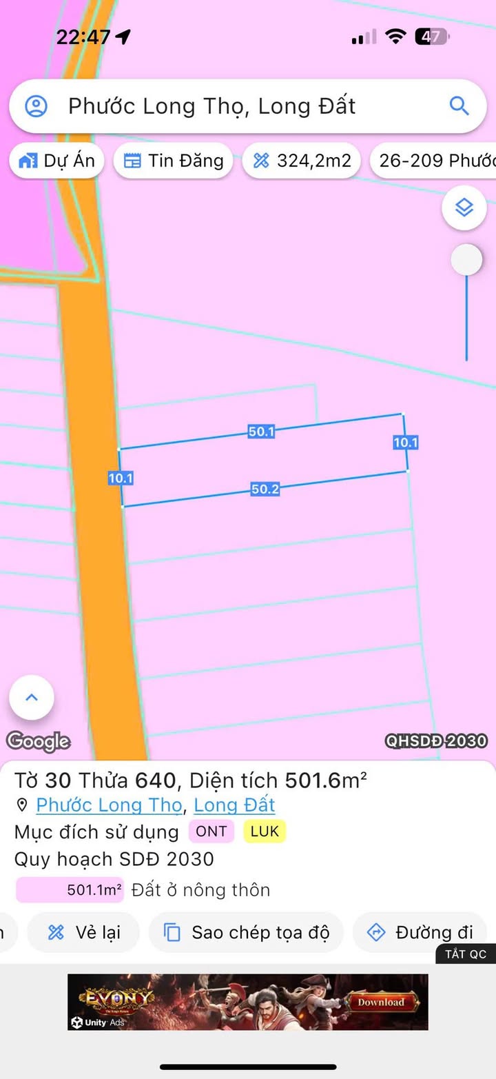 Đất nền Phước Long Thọ, Đất Đỏ 501m² giá chỉ 1 tỷ - Cơ hội đầu tư hấp dẫn!