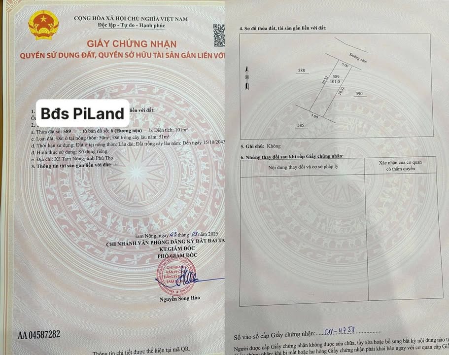 Đất nền Hương Nộn Tam Nông 100m² giá 1 tỷ - Vị trí đắc địa gần cầu Phong Châu!