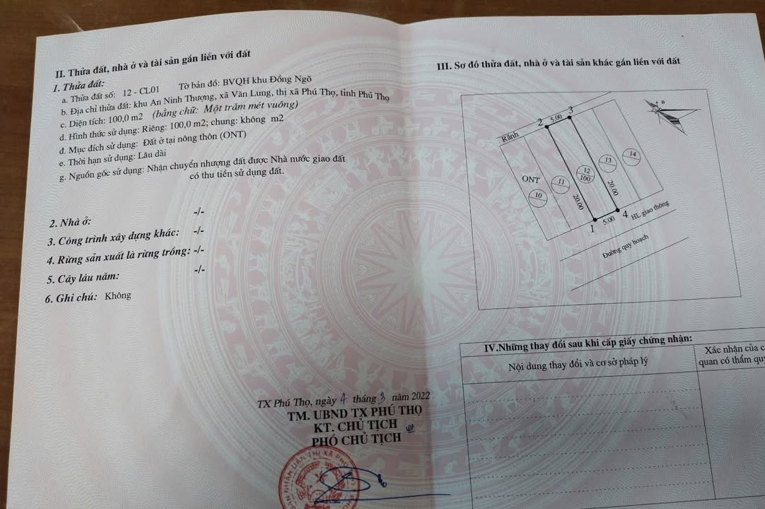 Đất thổ cư 100m² xã Văn Lung, Phú Thọ giá chỉ 1.1 tỷ - Cơ hội đầu tư tuyệt vời!