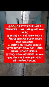 Nhà 5 tầng đường Hoàng Lê Kha, Quận 6, giá 8.69 tỷ - Pháp lý sạch, vị trí đắc địa!