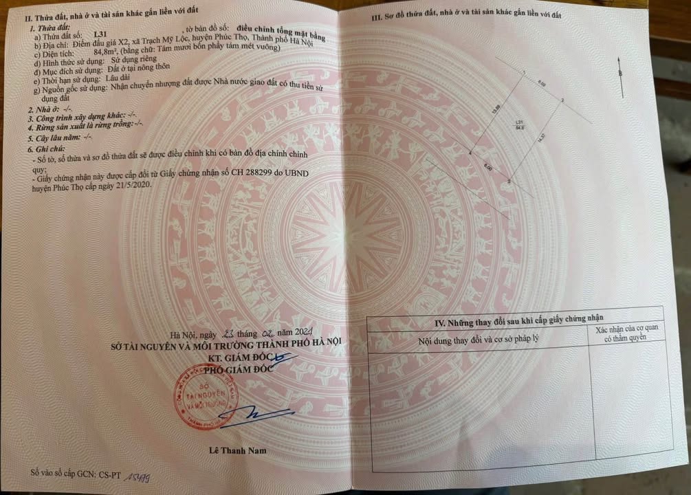 Đất đấu giá Trạch Mỹ Lộc, Phúc Thọ 84.8m² giá chỉ 4x triệu/m² - Cơ hội đầu tư sinh lời!