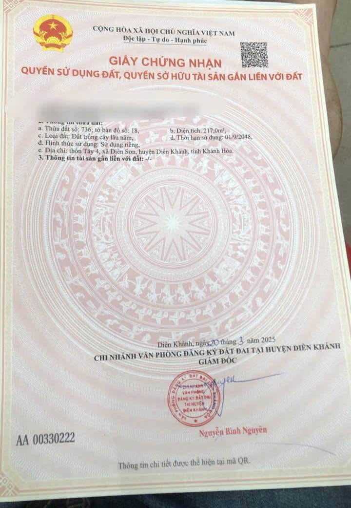 Nhà mặt tiền Xóm Gò, Diên Khánh 217m² giá 1.65 tỷ - Kinh doanh thuận lợi!