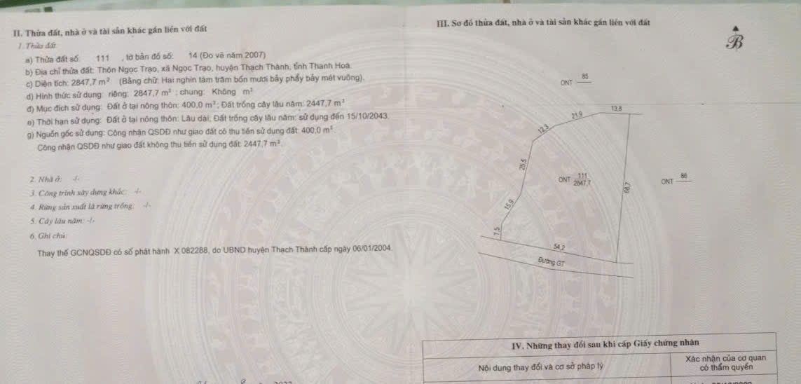 Đất nền Ngọc Trạo, Thạch Thành 2850m² giá 1.x tỷ - Đầu tư sinh lời cao!