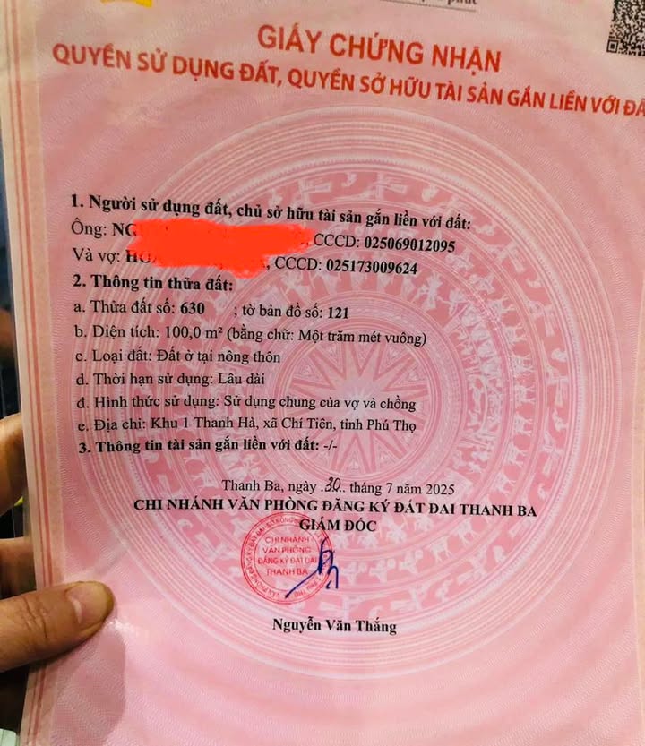 Đất thổ cư 100m² xã Chí Tiên, Phú Thọ - Giá 600 triệu, ngay khu dân cư đông đúc!