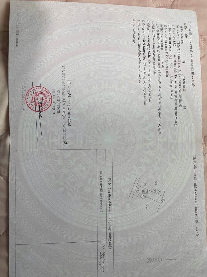 Đất nền Hạ Bằng Thạch Thất 85m² giá 3 tỷ - Đầu tư sinh lời ngay!