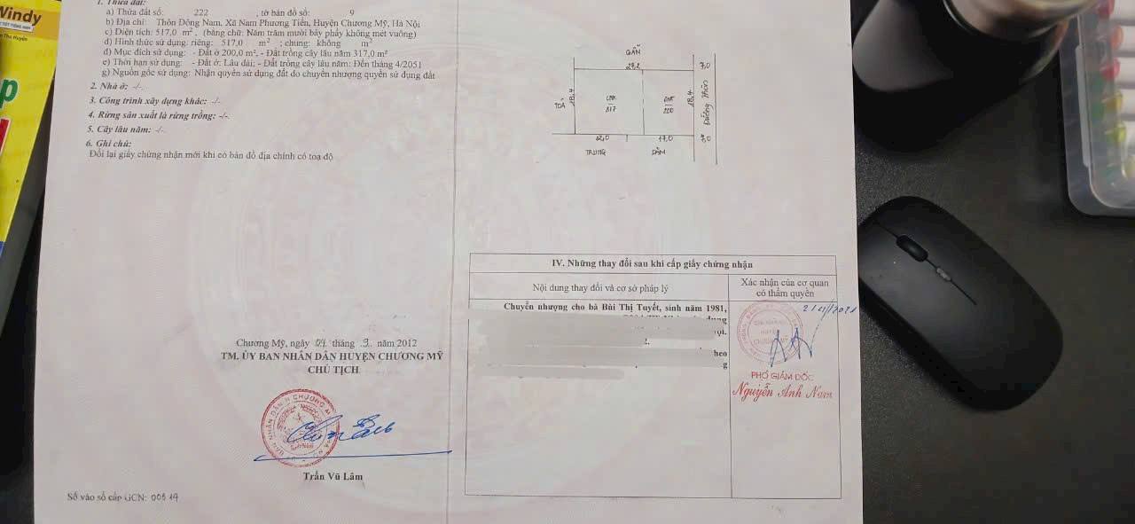 Đất thổ cư 517m² tại Xuân Mai, Chương Mỹ - Giá chỉ 5 tỷ, đầu tư lý tưởng!