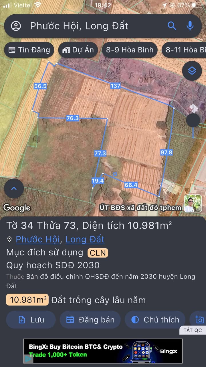 Đất nền xã Phước Hội, Long Đất 1.3ha giá 10 tỷ - Cơ hội đầu tư hấp dẫn!