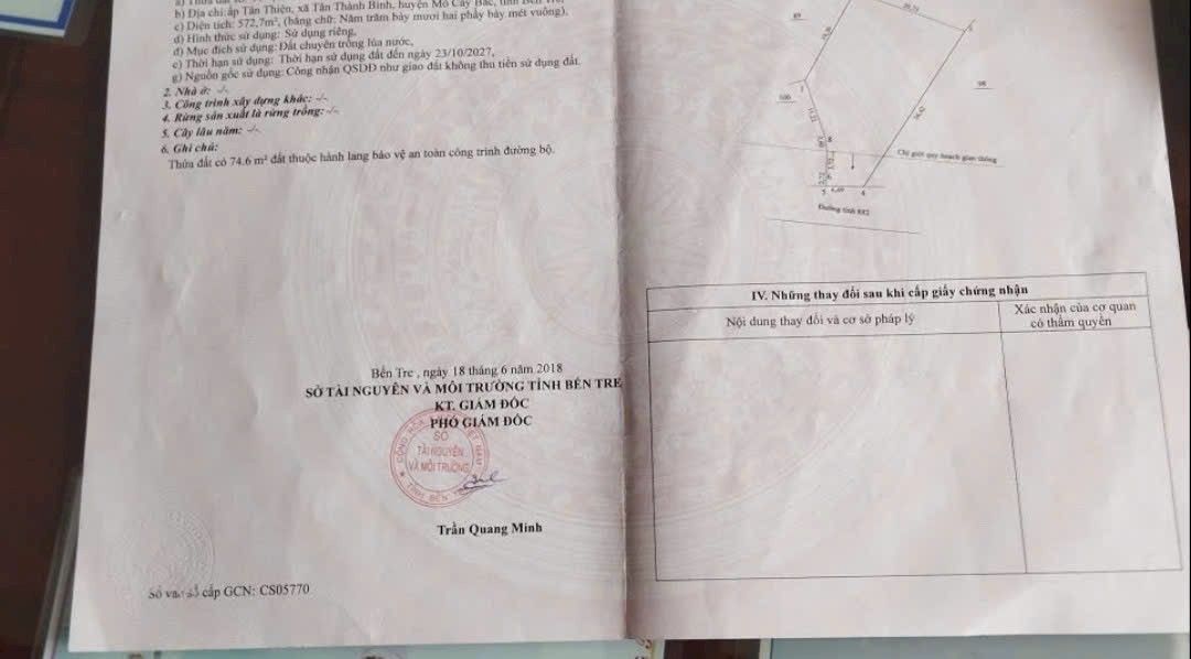 Đất mặt tiền đường 882 Tân Thành Bình 572m² giá 2.3 tỷ - Cơ hội đầu tư hấp dẫn!