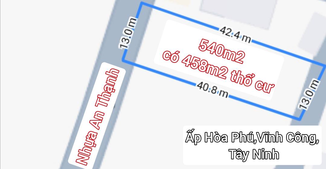 Đất mặt tiền nhựa An Thạnh Hòa Phú 540m² giá 2 tỷ - Đầu tư sinh lời tuyệt vời!