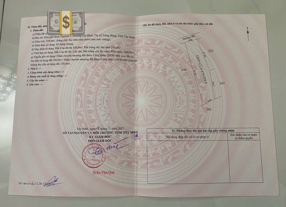 Đất thổ cư 358m² tại ấp Bình Nguyên 1, Gia Bình, 900 triệu - Thích hợp xây nhà ở!