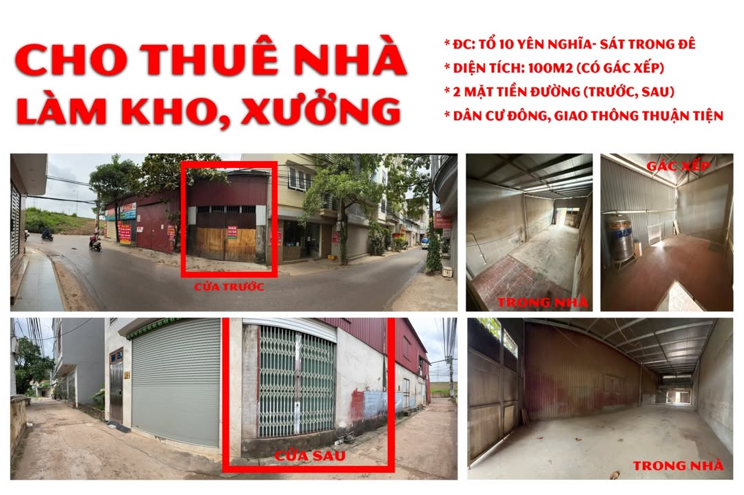 Kho xưởng cho thuê tại Yên Nghĩa, Hà Đông - Điện nước đầy đủ, thích hợp làm kho xưởng!