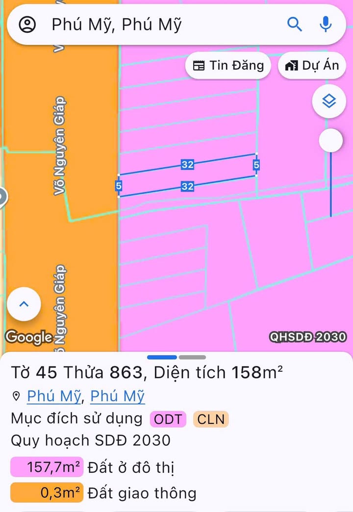 Đất mặt tiền đường Võ Nguyên Giáp, Phú Mỹ 160m² giá 4 tỷ - Cơ hội kinh doanh tuyệt vời!