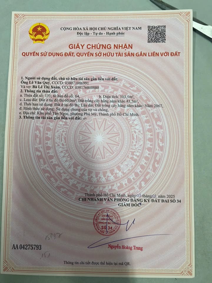 Đất nền Phú Mỹ, TP.HCM 103m² chỉ 2xxx tỷ - Vị trí tiềm năng, giao thông thuận tiện!