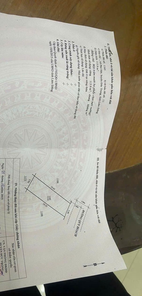 Đất thổ cư Phú Hội, Đức Trọng 113m² giá 1.6 tỷ - Vị trí vàng, pháp lý rõ ràng!