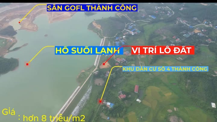 Đất nghỉ dưỡng view hồ Suối Lạnh tại Phổ Yên, Thái Nguyên - Diện tích 1300m² giá 10.4 tỷ