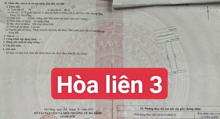 Đất nền Hòa Liên, Đà Nẵng 125m² giá 2.55 tỷ - Đầu tư sinh lời ngay!