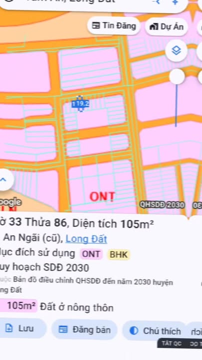 Đất thổ cư An Ngãi 105m² giá thỏa thuận - Sổ riêng chính chủ