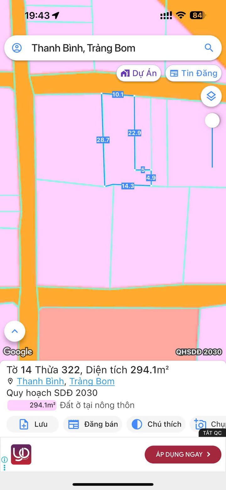 Đất nền 294m² tại xã Thanh Bình - Giá chỉ 1 tỷ, sổ đỏ chính chủ!