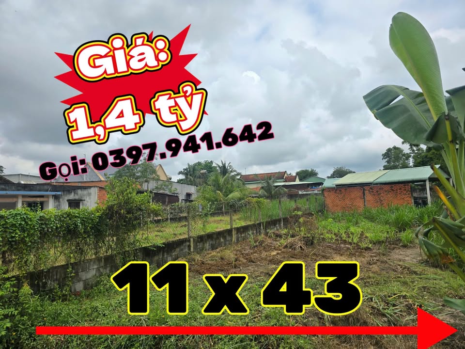 Đất vườn Củ Chi 859m² giá 1.4 tỷ - Sổ hồng chính chủ, mặt tiền đường nhựa