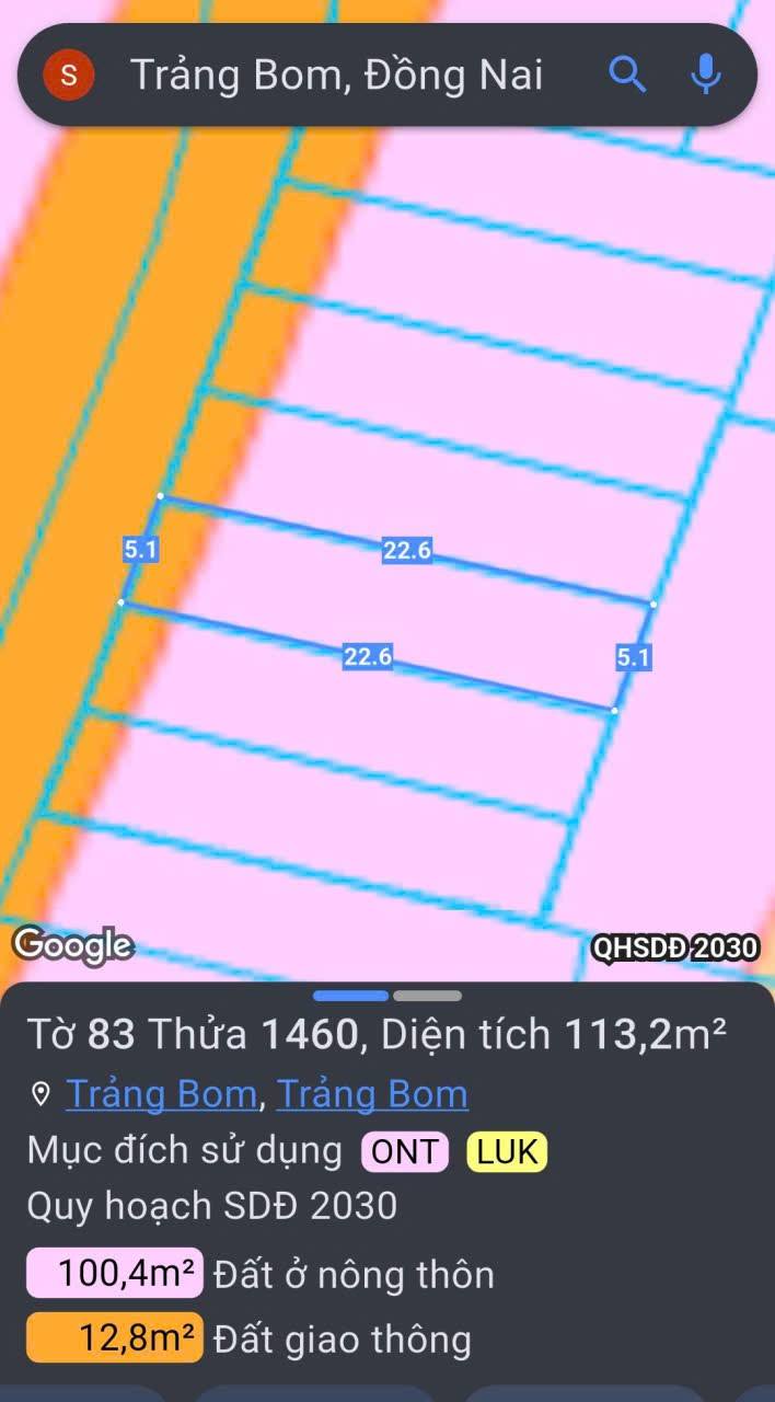 Đất thổ cư 110m² tại Sông Trầu, Trảng Bom - Giá chỉ 820 triệu!