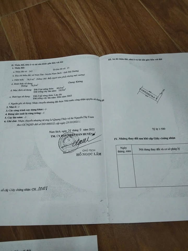 Đất thổ cư Nam Tân, Nam Sách 78m² giá 500 triệu - Vị trí đông đúc, ô tô đỗ cửa!