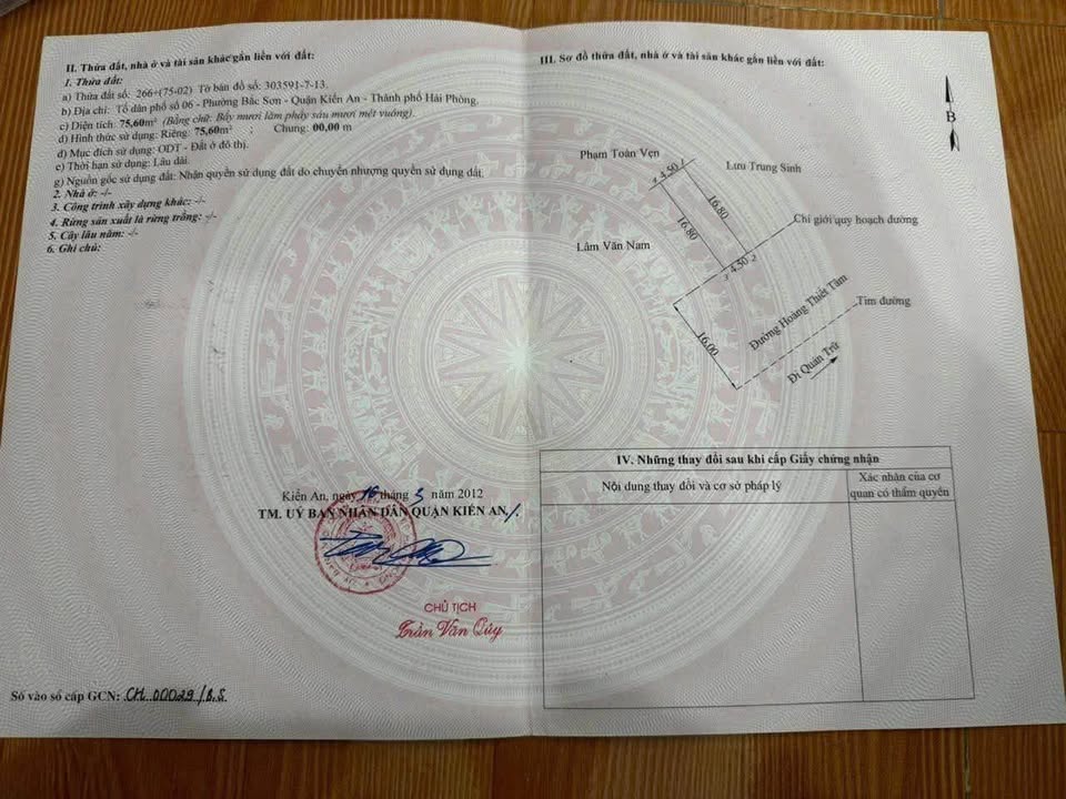 Nhà mặt đường Hoàng Thiết Tâm, Kiến An 75m² - Cơ hội vàng cho kinh doanh!