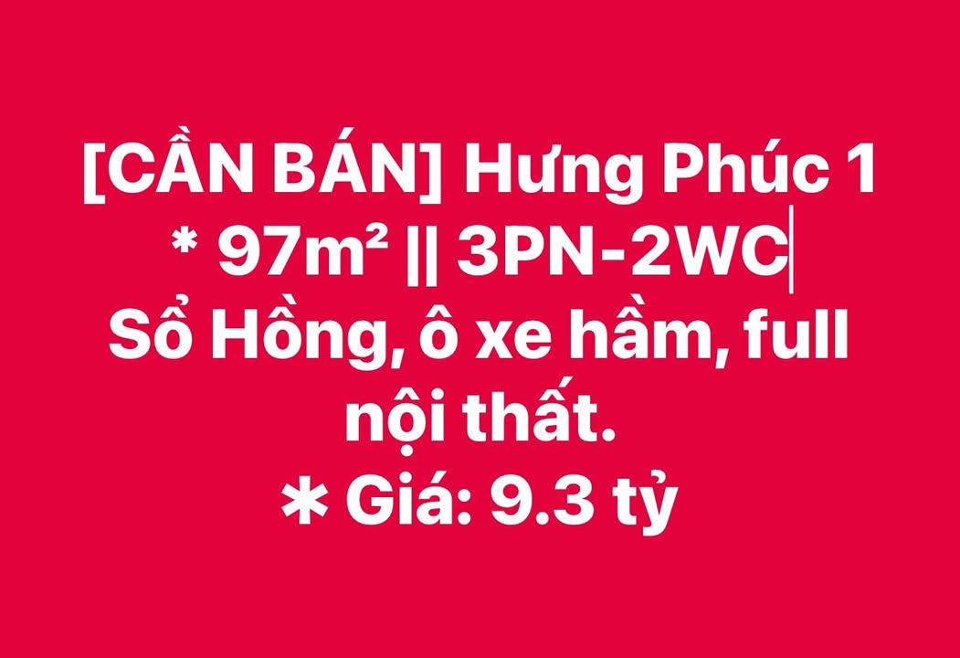Căn hộ Hưng Phúc 1 Quận 7 97m² giá 9.3 tỷ - Nội thất đầy đủ, pháp lý rõ ràng!
