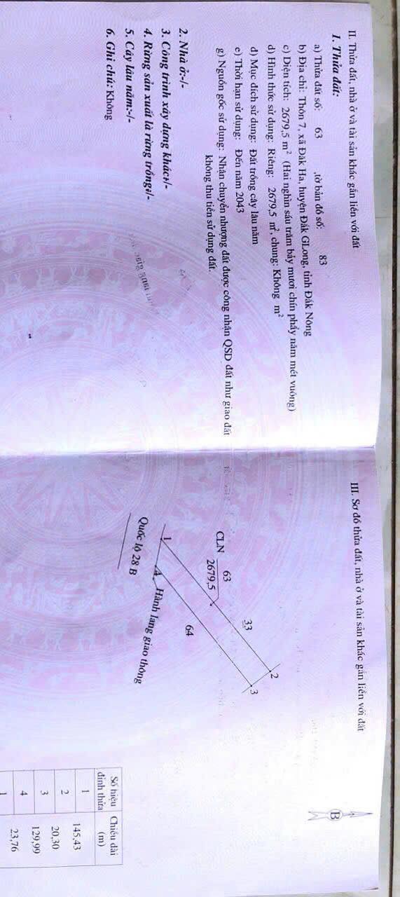 Đất mặt tiền Quốc lộ 28, Đăk Glong 2679m² giá chỉ 1.7 tỷ - Cơ hội đầu tư tuyệt vời!