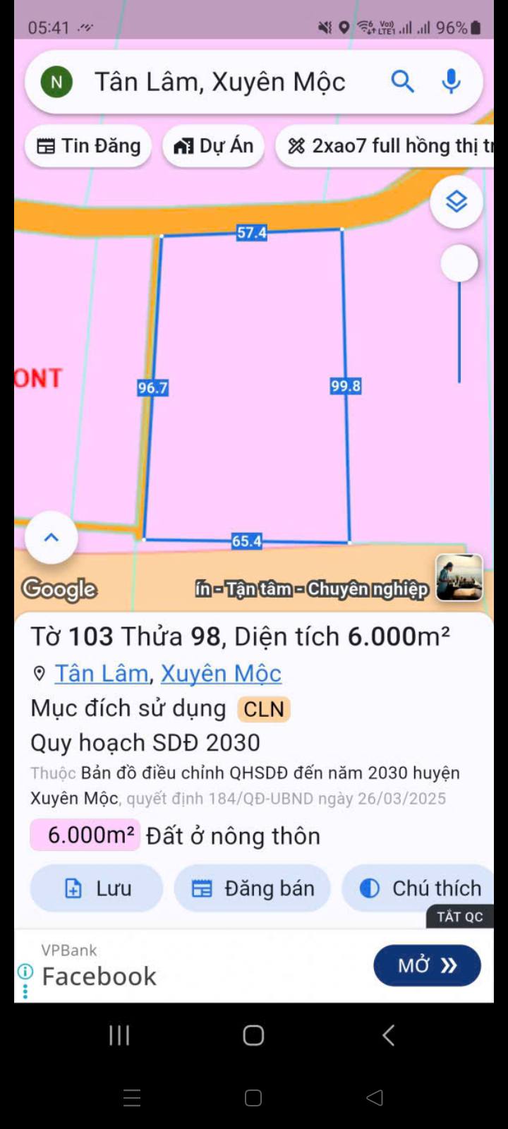 Đất Tân Lâm Xuyên Mộc 21600m² giá 4.8 tỷ - 2 mặt tiền thuận lợi để đầu tư!
