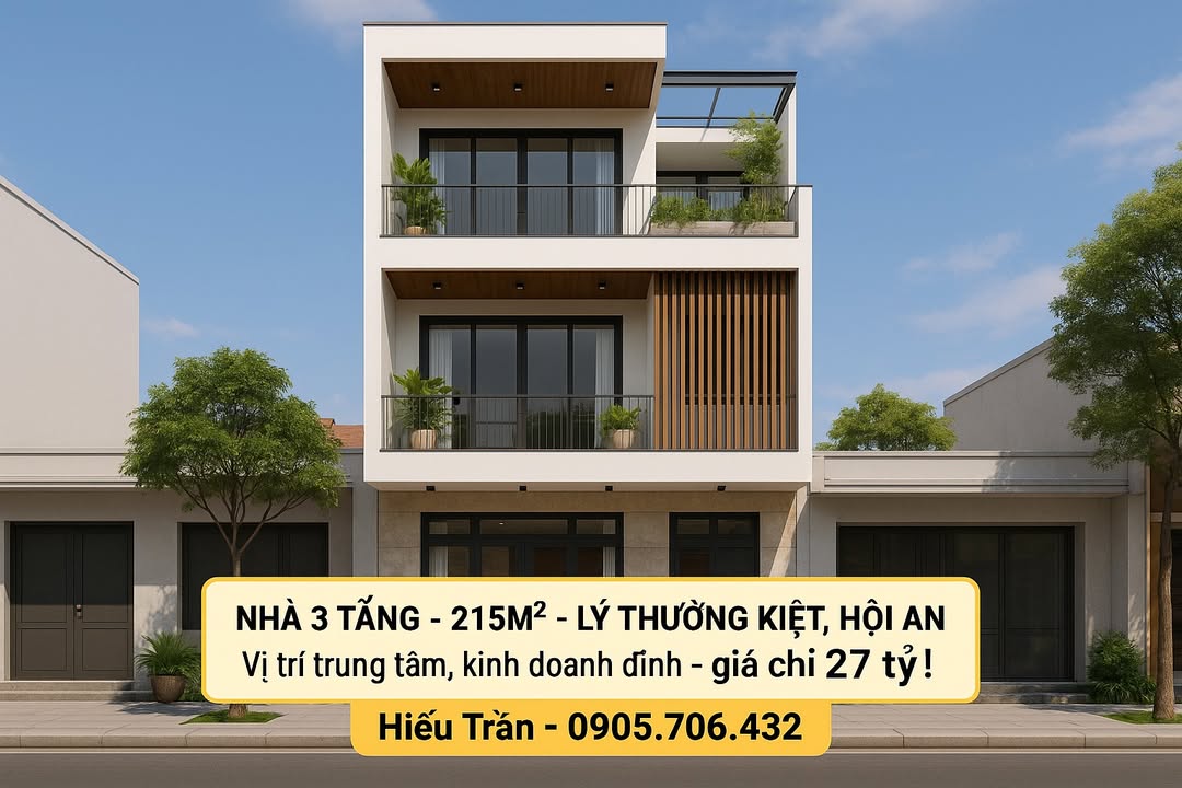Nhà 3 tầng Lý Thường Kiệt, Hội An 215m² giá 27 tỷ - Đầu tư sinh lời cực tốt!