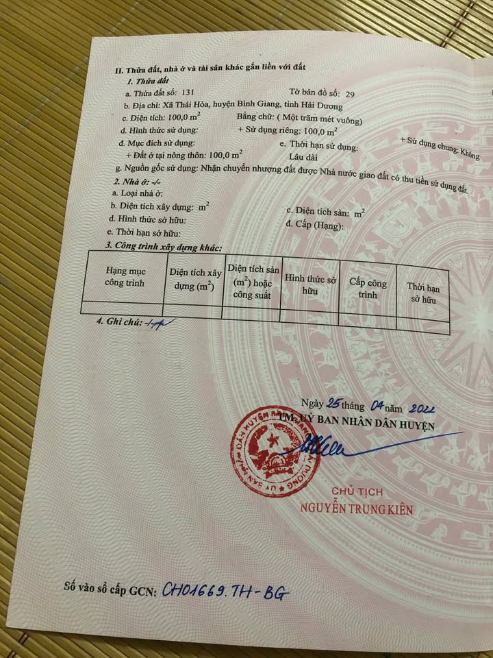 Đất nền Thái Hòa, Bình Giang 520m² chỉ 1.5 tỷ - Cơ hội đầu tư tuyệt vời!