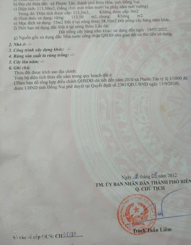 Đất nền Phước Tân, Biên Hòa 105m² giá 1.6 tỷ - Sổ riêng chính chủ!