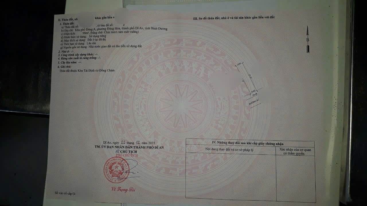 Đất nền tái định cư Đông Chàm, Dĩ An 98m² giá 4 tỷ - Vị trí lý tưởng cho đầu tư!