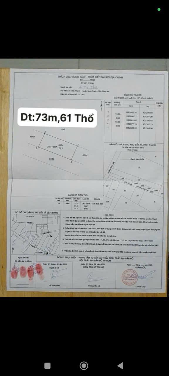 Đất nền chính chủ xã Vĩnh Thanh Nhơn Trạch 73m² giá 720 triệu - Cơ hội đầu tư hấp dẫn!