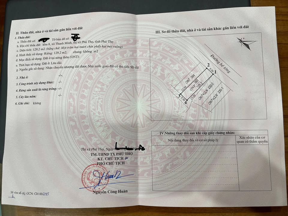 Nhà đất tại xã Thanh Minh, thị xã Phú Thọ, 129.2m² giá 1 tỷ - Sẵn sàng ở ngay!