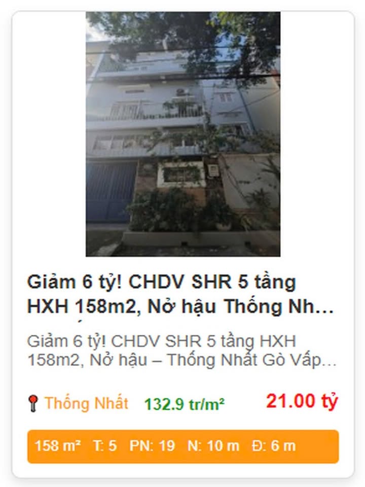 Căn hộ dịch vụ bán gấp tại Thống Nhất Gò Vấp 158m² - Giảm giá sốc 6 tỷ!