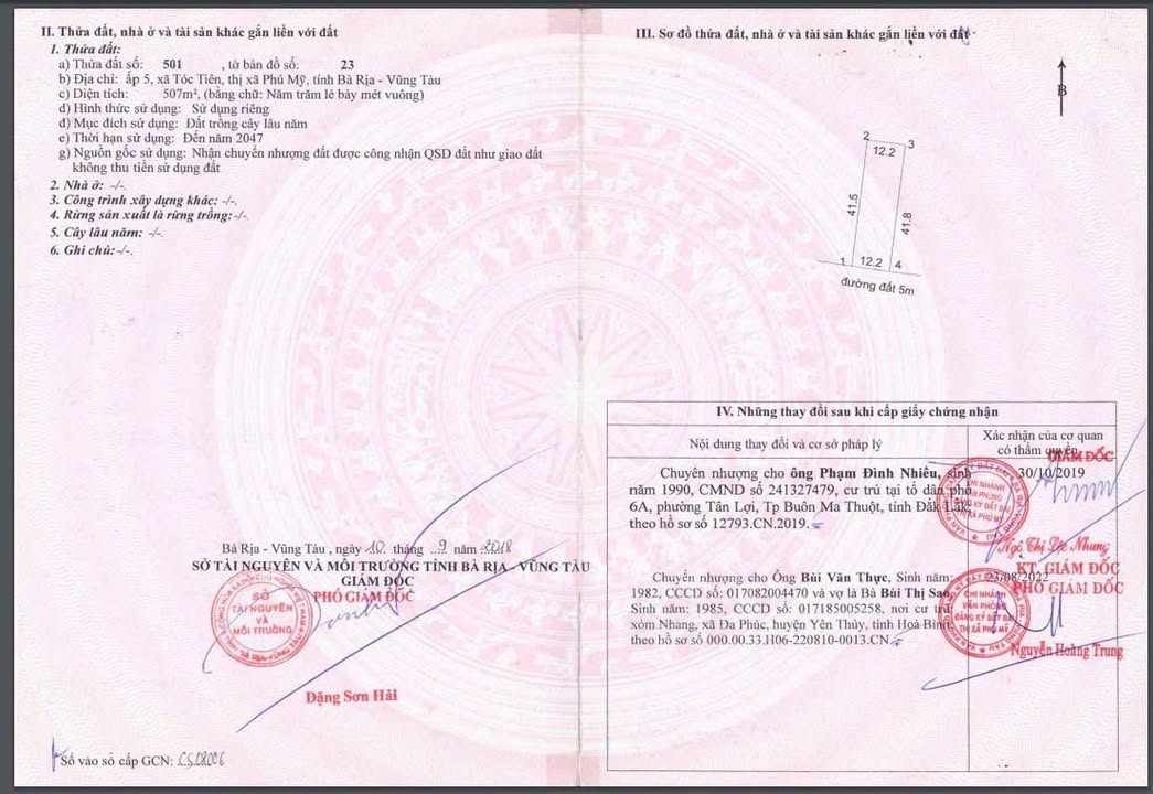 Đất nền Tóc Tiên, Phú Mỹ 504m² - Cơ hội đầu tư hấp dẫn!